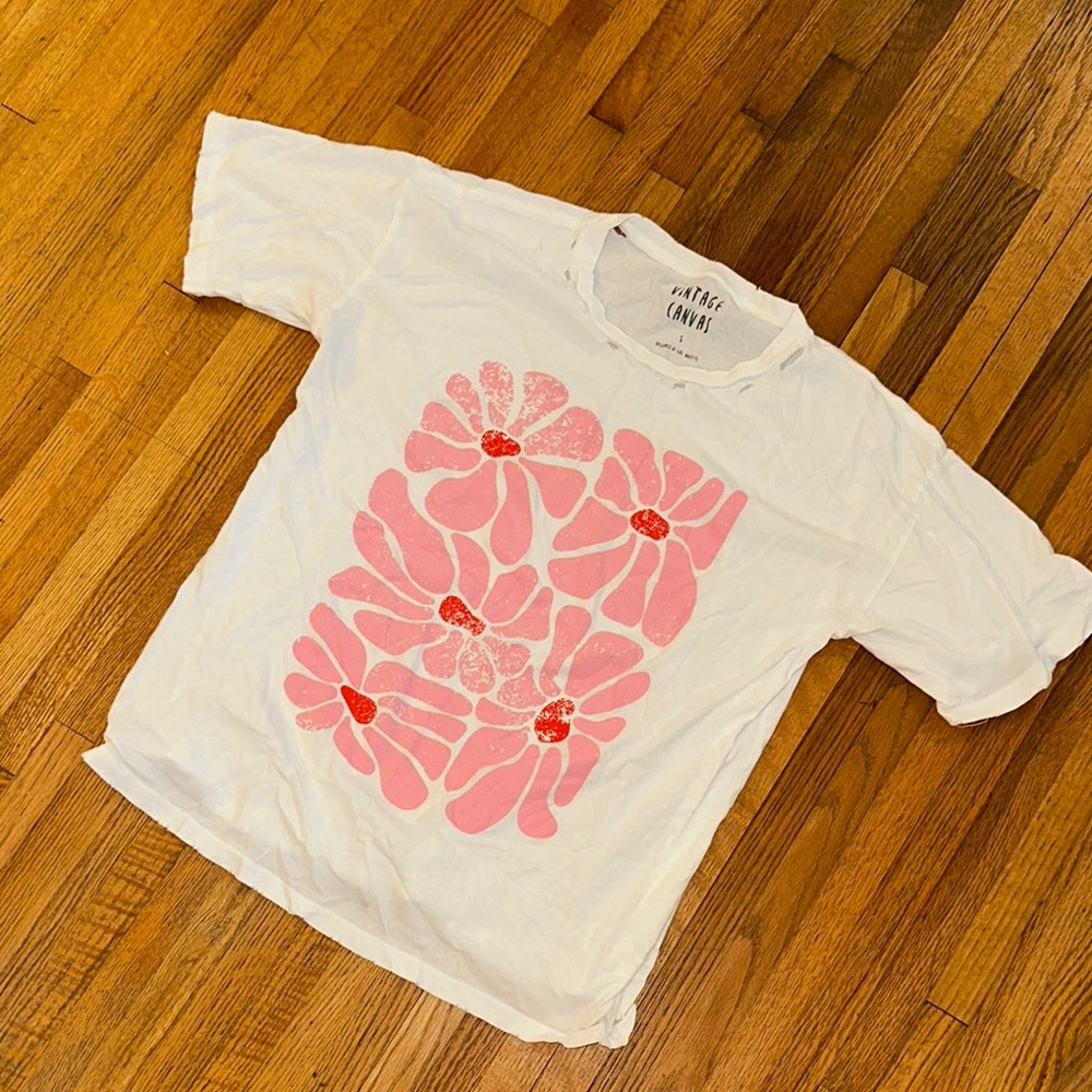 Vintage Pink and White Short Sleeve Tee